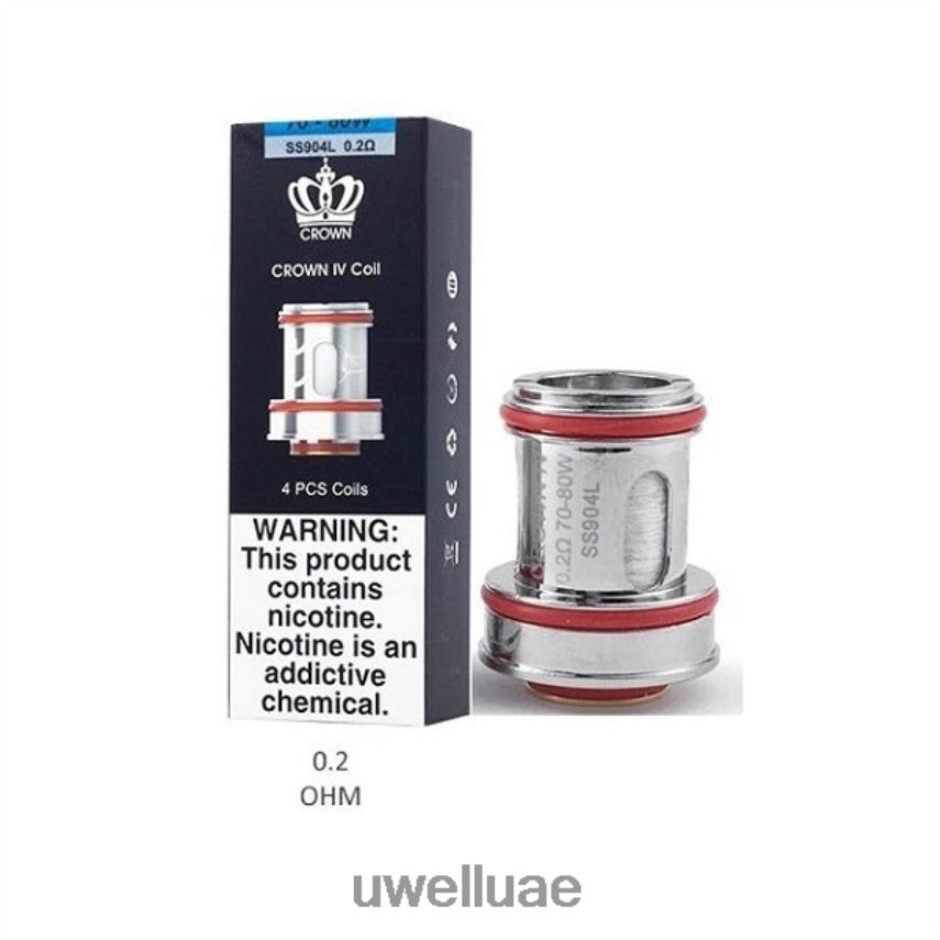 UWELL CROWN 4 ملفات بديلة (4 عبوات) لفائف مزدوجة 0.2ohm 40H4P4182 | UWELL VAPE UAE