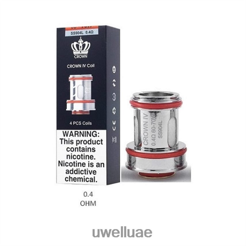 UWELL CROWN 4 ملفات بديلة (4 عبوات) لفائف مزدوجة 0.4ohm 40H4P4183 | UWELL ABU DHABI