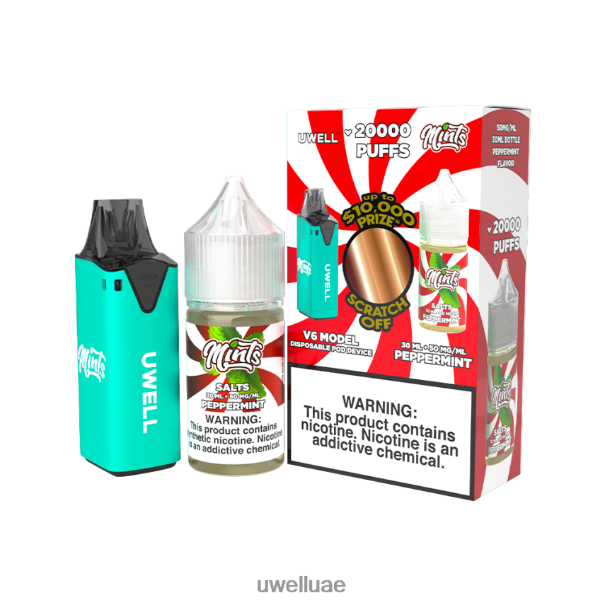 UWELL V6 جهاز استعمال مرة واحدة + عصير بابا 30 مل - باقة كولاب CLR: أصفر/FLV: جنون البطيخ 50 ملغ 40H4P4220 | UWELL ONLINE SHOP