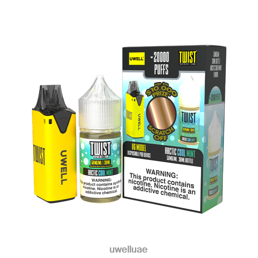 UWELL V6 جهاز استعمال مرة واحدة + عصير بابا 30 مل - باقة كولاب CLR: أصفر/FLV: جنون البطيخ 50 ملغ 40H4P4220 | UWELL ONLINE SHOP