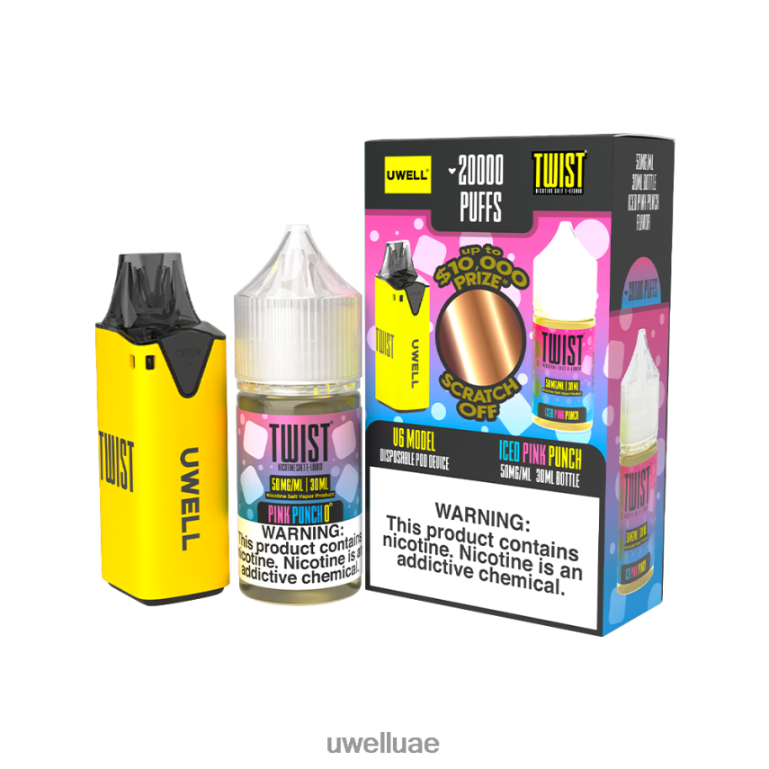 UWELL V6 جهاز استعمال مرة واحدة + عصير بابا 30 مل - باقة كولاب CLR: أصفر/FLV: جنون البطيخ 50 ملغ 40H4P4220 | UWELL ONLINE SHOP