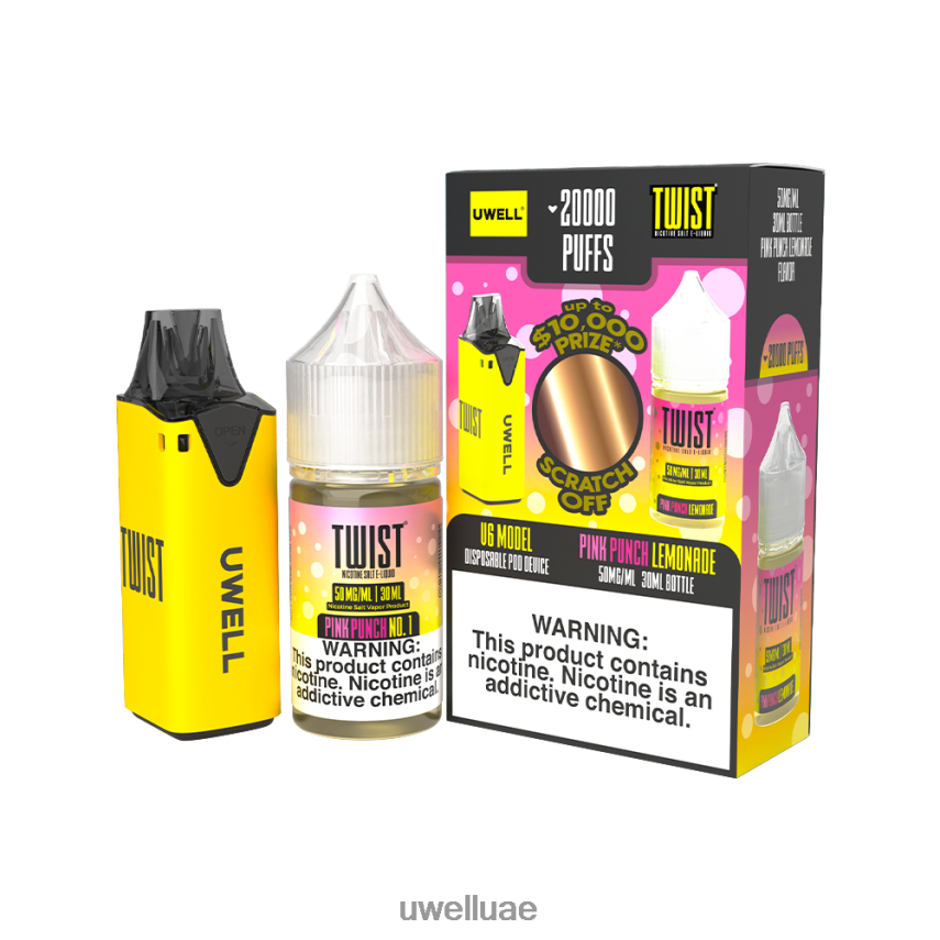 UWELL V6 جهاز استعمال مرة واحدة + عصير بابا 30 مل - باقة كولاب CLR: أصفر/FLV: جنون البطيخ 50 ملغ 40H4P4220 | UWELL ONLINE SHOP
