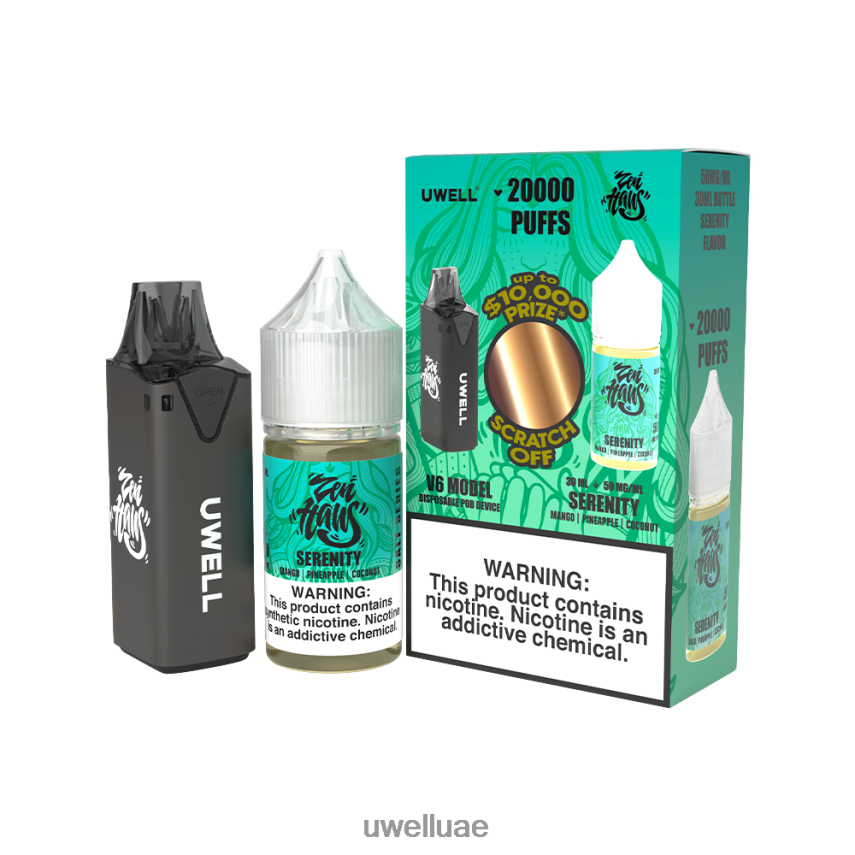 UWELL V6 جهاز استعمال مرة واحدة + عصير بابا 30 مل - باقة كولاب CLR: أصفر/FLV: جنون البطيخ 50 ملغ 40H4P4220 | UWELL ONLINE SHOP